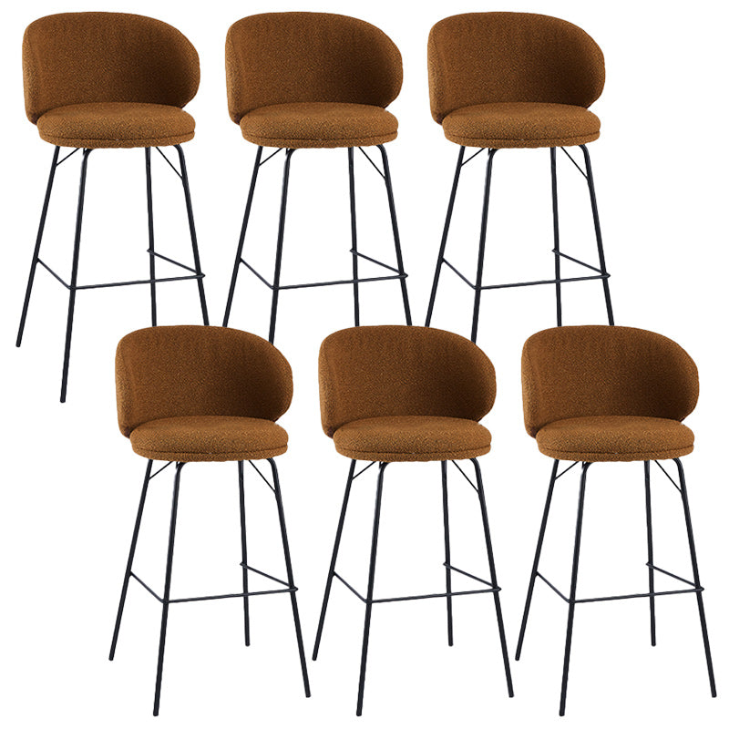 Modern Backrest Armless Counter Stool Upholstered Bar Stool with Metal 4 Legs