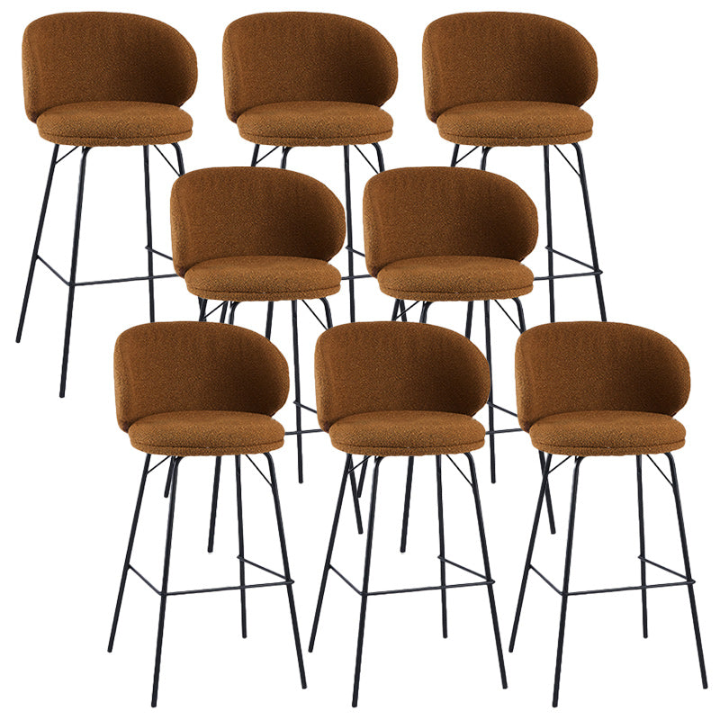 Modern Backrest Armless Counter Stool Upholstered Bar Stool with Metal 4 Legs