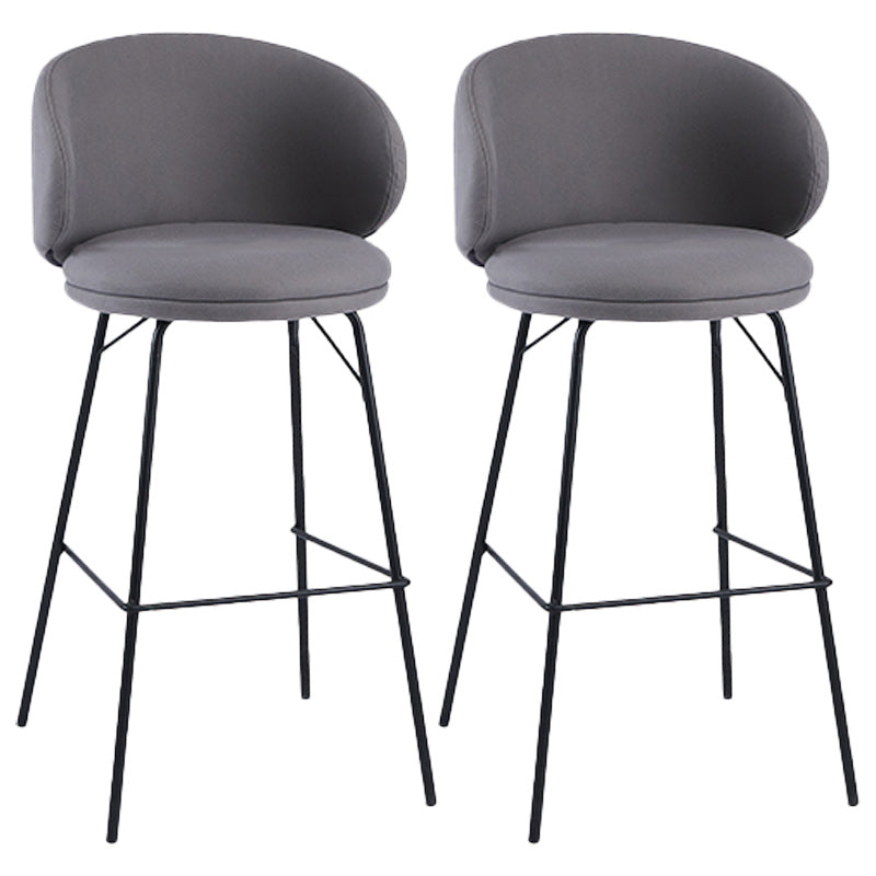 Modern Backrest Armless Counter Stool Upholstered Bar Stool with Metal 4 Legs