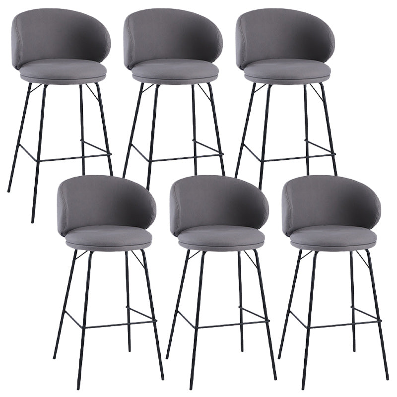 Modern Backrest Armless Counter Stool Upholstered Bar Stool with Metal 4 Legs