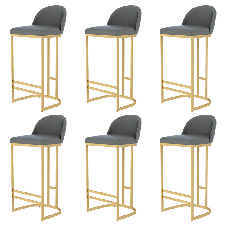 Scandinavian Bar and Counter Stool Low Back Stool with Gold Pedestal Base