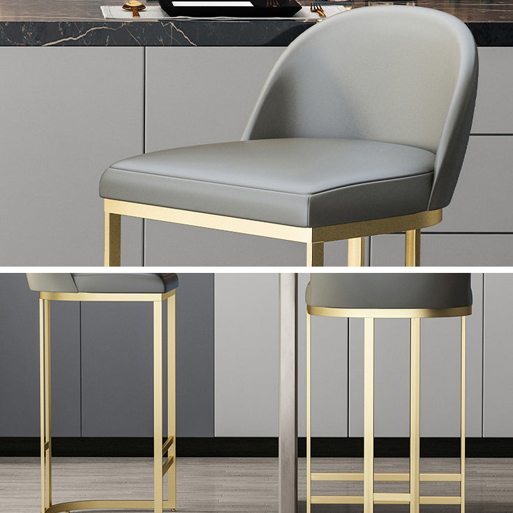 Scandinavian Bar and Counter Stool Low Back Stool with Gold Pedestal Base