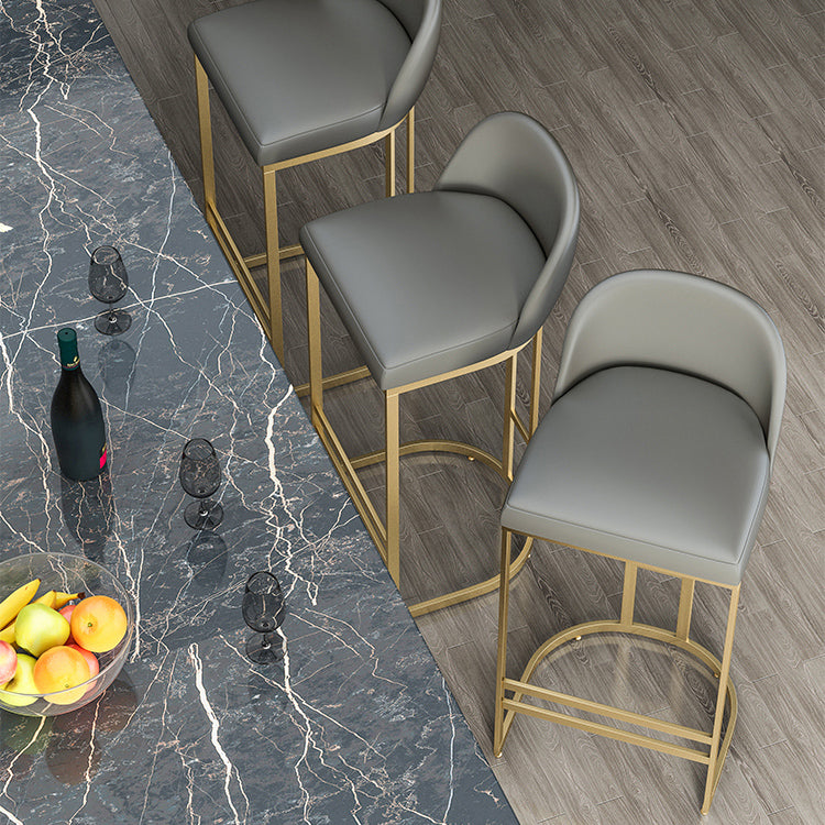 Scandinavian Bar and Counter Stool Low Back Stool with Gold Pedestal Base