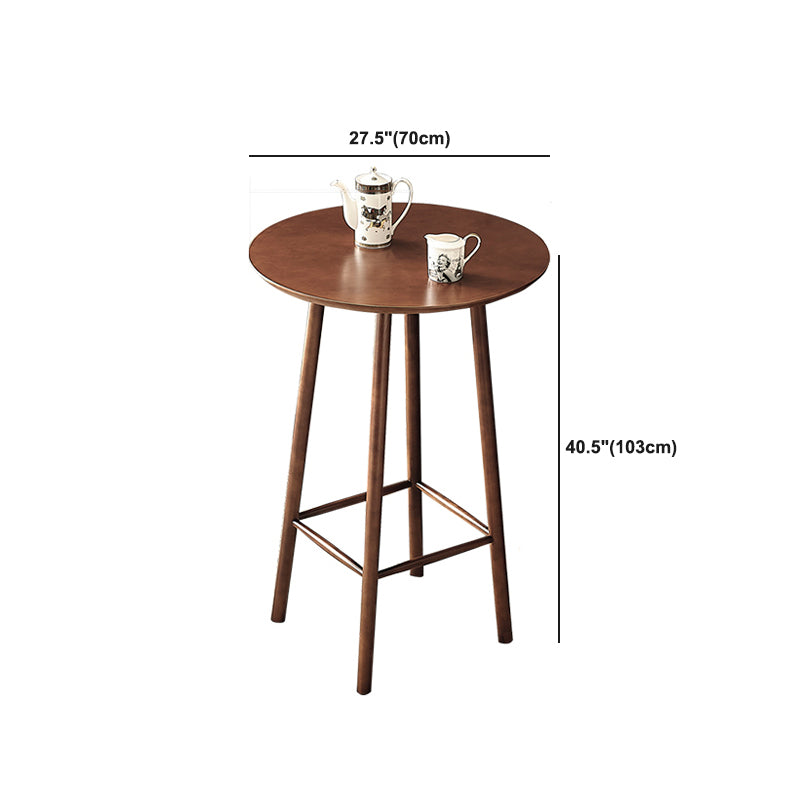 1/3 Pieces Modern Round Bar Table Set Ash Wood Bistro Set with Footrest