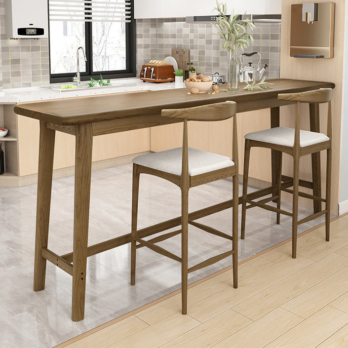 Luxury Rectangle Solid Wood Bar Table Set 1/3/4 Pieces Counter Table with Armless Stools