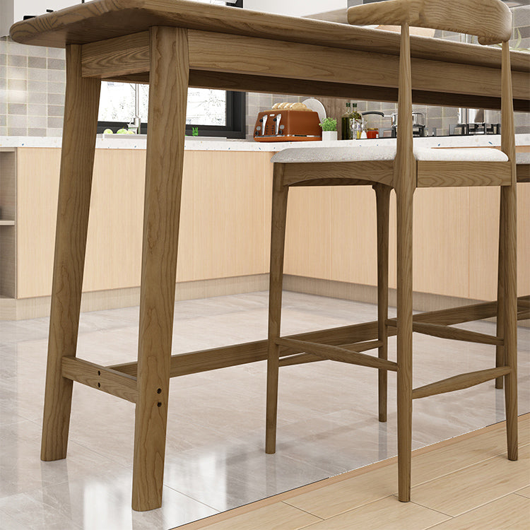 Luxury Rectangle Solid Wood Bar Table Set 1/3/4 Pieces Counter Table with Armless Stools