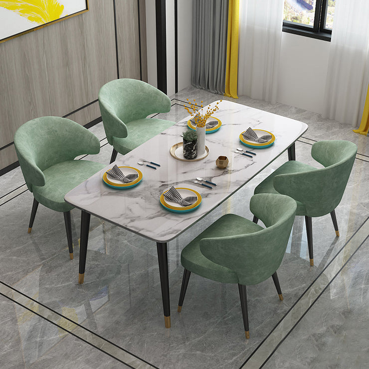 Modern Dinette Set 1/4/5 Pieces Rectangle White Marble Dining Table Set