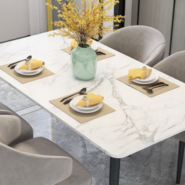 Modern Dinette Set 1/4/5 Pieces Rectangle White Marble Dining Table Set