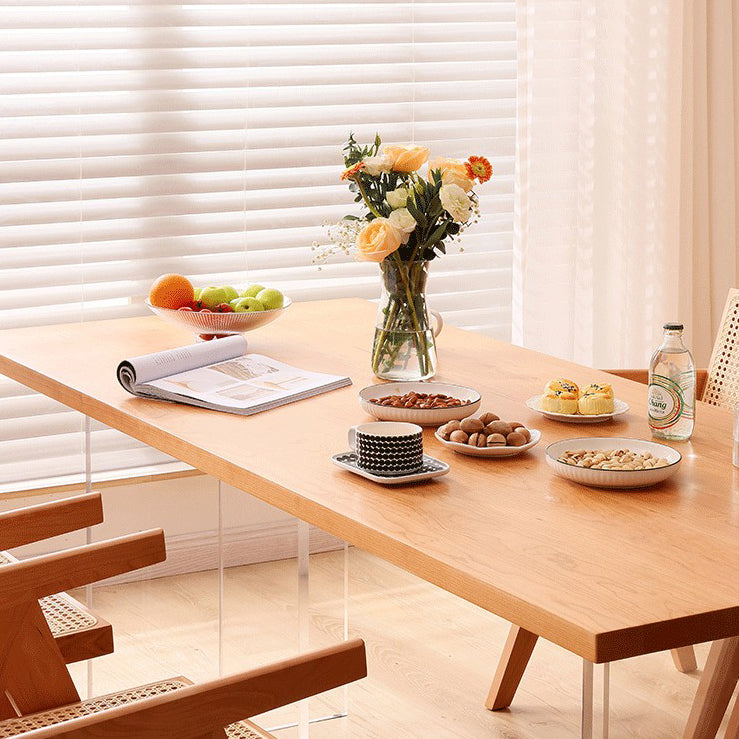 Minimalist Solid Wood Dining Set 1/2/4/5 Pieces Rectangular Dining Furniture Set