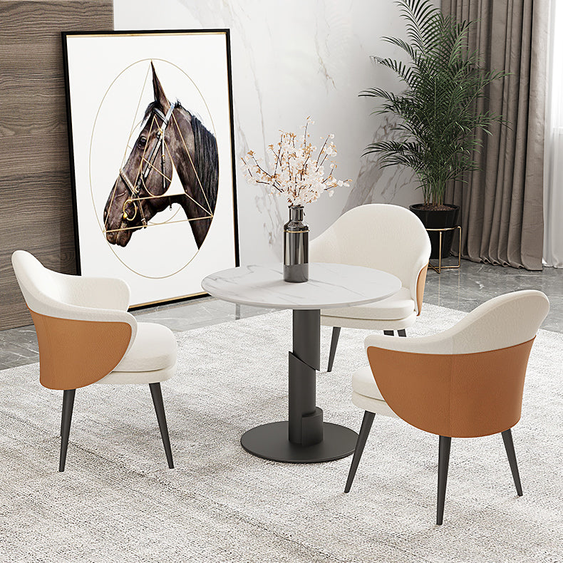 Modern Style Round Dining Table Sintered Stone Table with Tulip Base