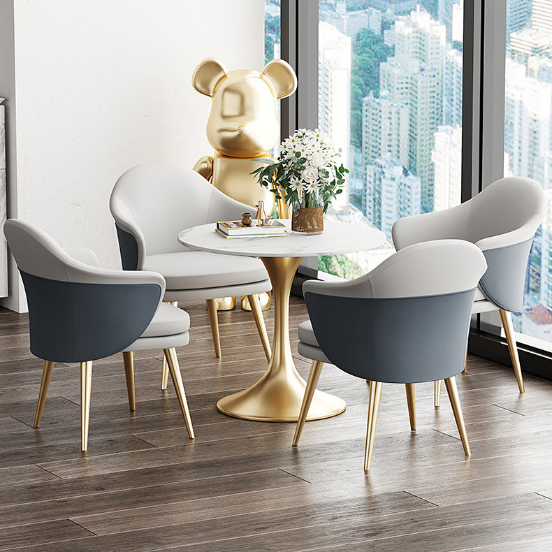 Modern Style Round Dining Table Sintered Stone Table with Tulip Base
