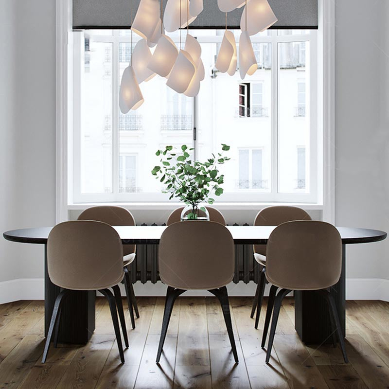 Modern Wood Oval Black Dinette Table Wood Base Dining Table for Living Room