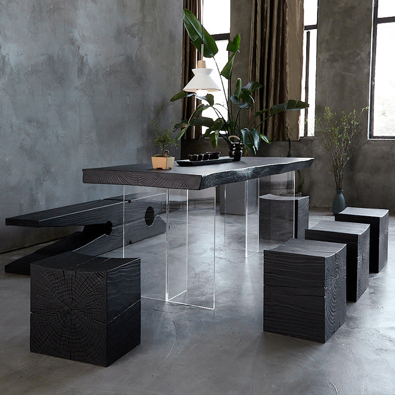 Modern Black in Pine Dining Table Specialty Dining Table for Kitchen