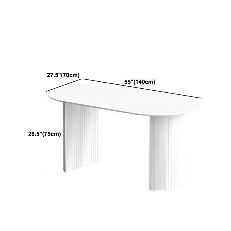 Modern Pine Wood Table for Restaurant White Oval Table with Double Pedestal