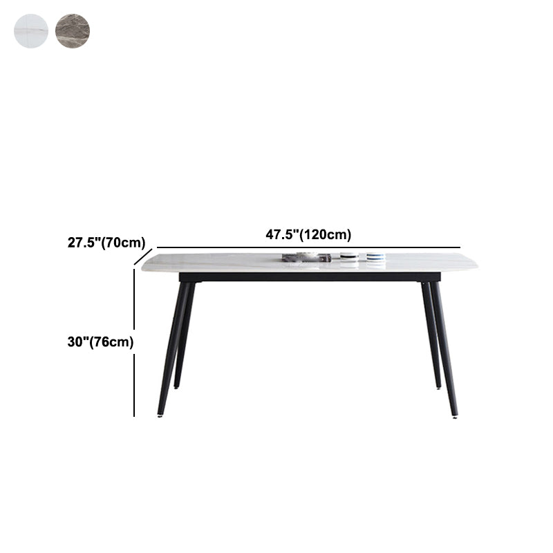 Industrial Rectangle Stone Top Dinner Table Black Tripod Base Dining Table