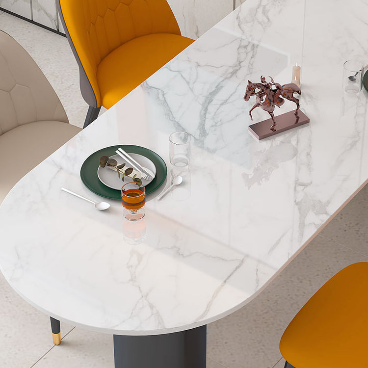 Stone Tripod Base Dining Table Contemporary Style Dining Room Table for Home