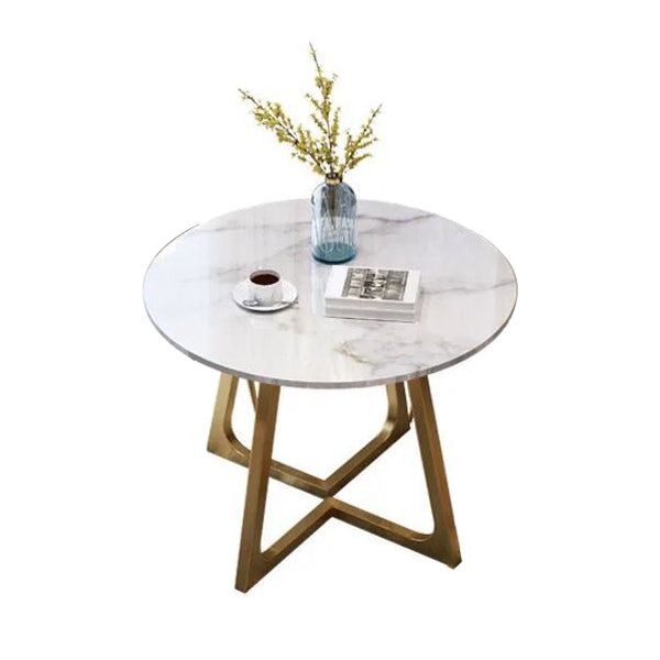Sintered Stone Dining Table Traditional Luxury Round Table with Gold Frame