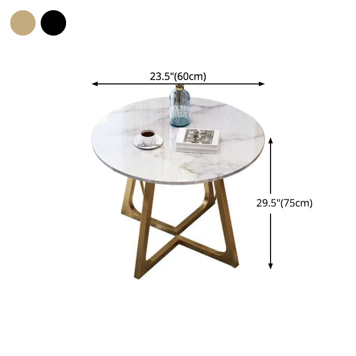 Sintered Stone Dining Table Traditional Luxury Round Table with Gold Frame