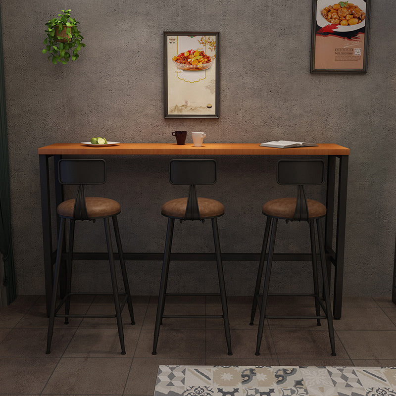 Industrial Rectangle Solid Wood Bar Table Set 1/3/4 Pieces Counter Table with High Stools