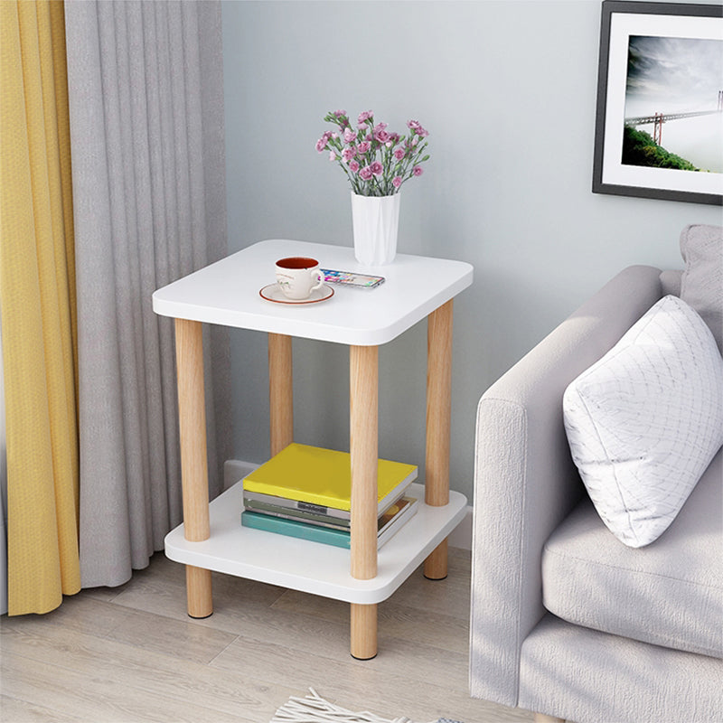 20.87" Tall Wood Side Accent Table Geometric Shelf Included End Table