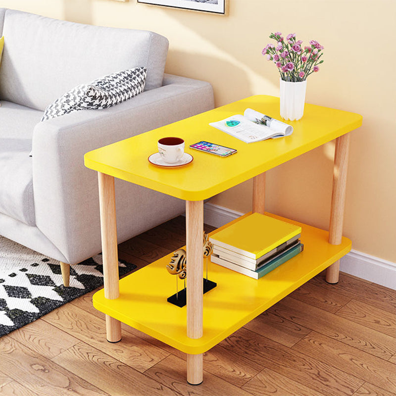 20.87" Tall Wood Side Accent Table Geometric Shelf Included End Table