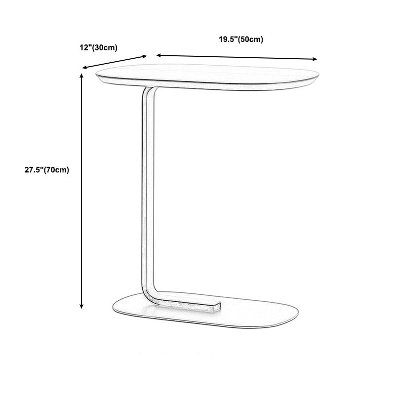 C Side Modernistic Metal Table 19.6"L Oval Table for Living Room