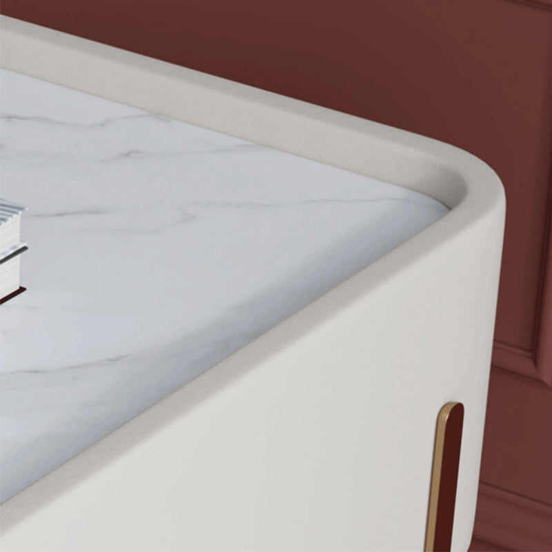 Modern Style with 1 Drawer 1 Storage Rack Leather Black Leg and Nightstand