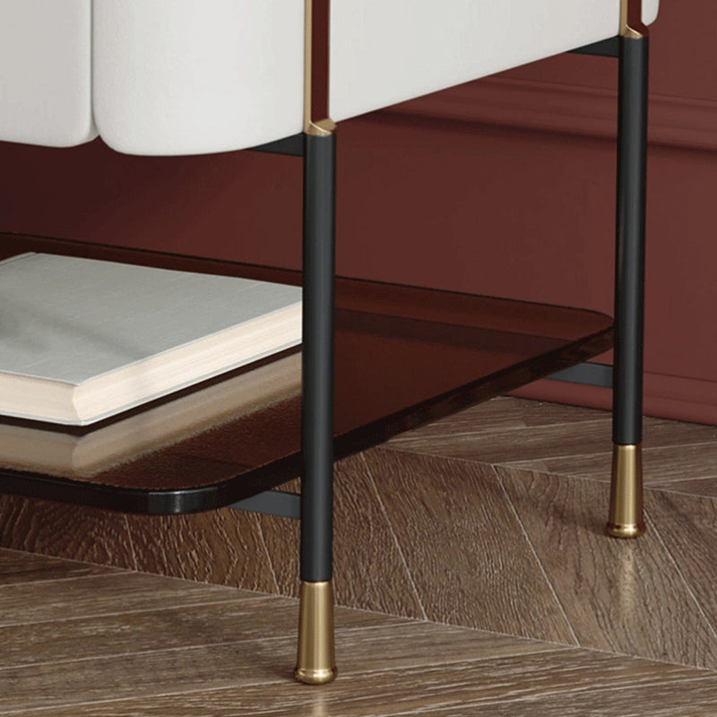 Modern Style with 1 Drawer 1 Storage Rack Leather Black Leg and Nightstand