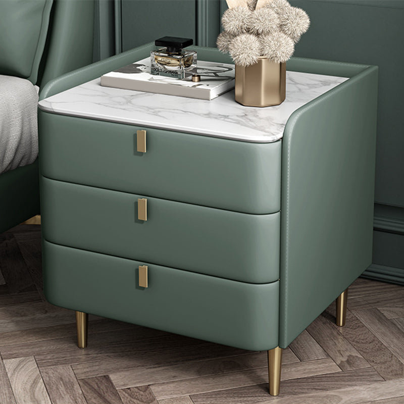 Solid Wood Frame 3 Drawer Leather Multicolor Choice Gold Table Leg Nightstand