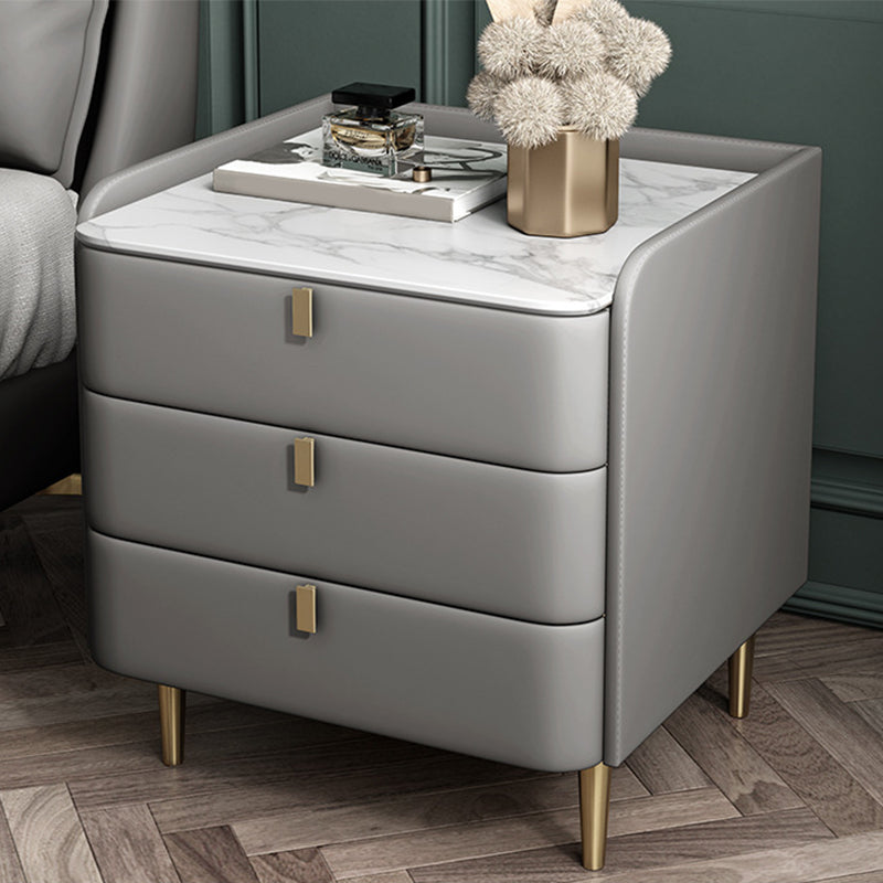 Solid Wood Frame 3 Drawer Leather Multicolor Choice Gold Table Leg Nightstand