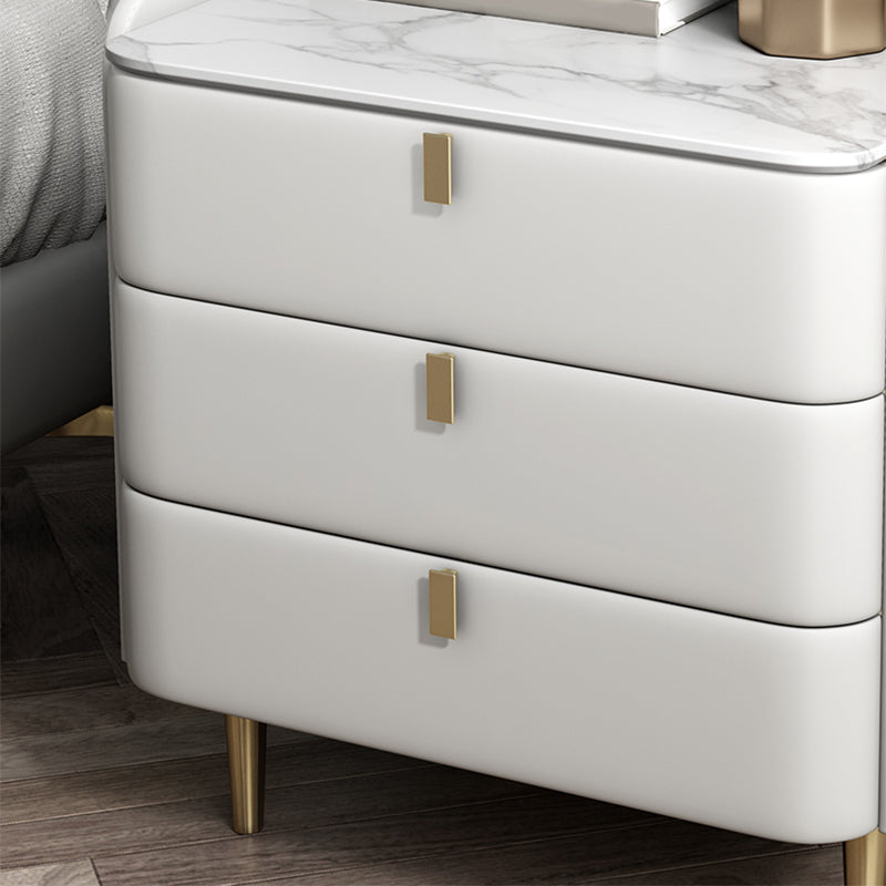 Solid Wood Frame 3 Drawer Leather Multicolor Choice Gold Table Leg Nightstand