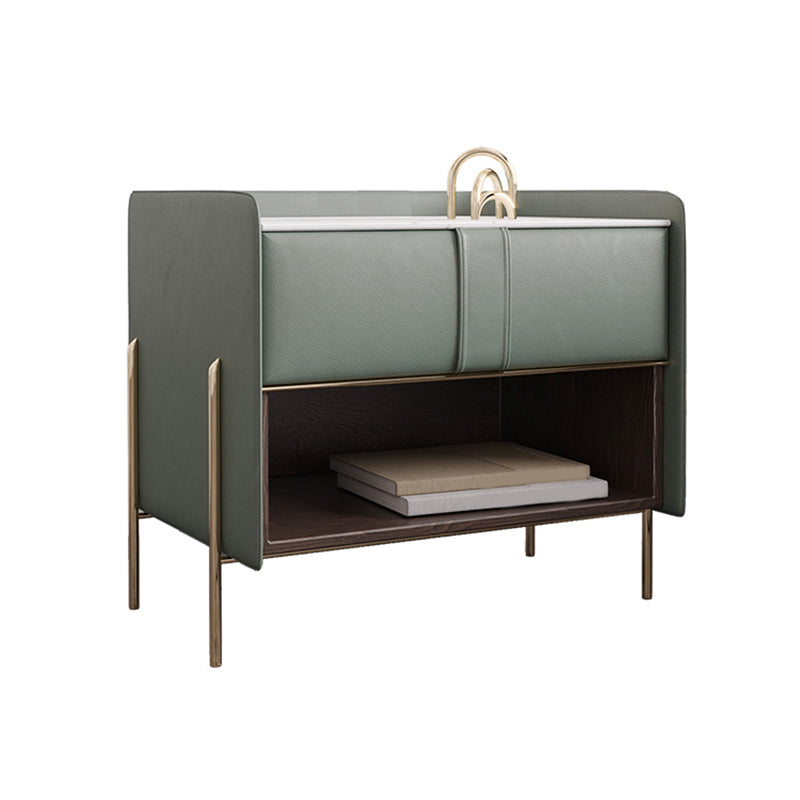 1-Drawer 1-Shelf Accent Table Nightstand 20.47" Tall Stone Nightstand