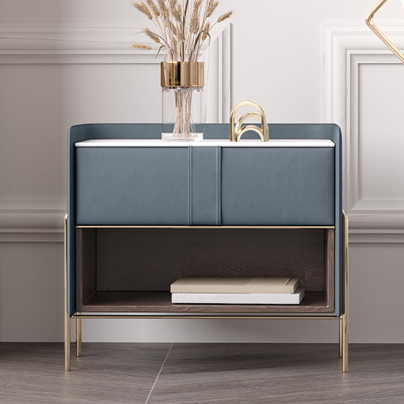 1-Drawer 1-Shelf Accent Table Nightstand 20.47" Tall Stone Nightstand