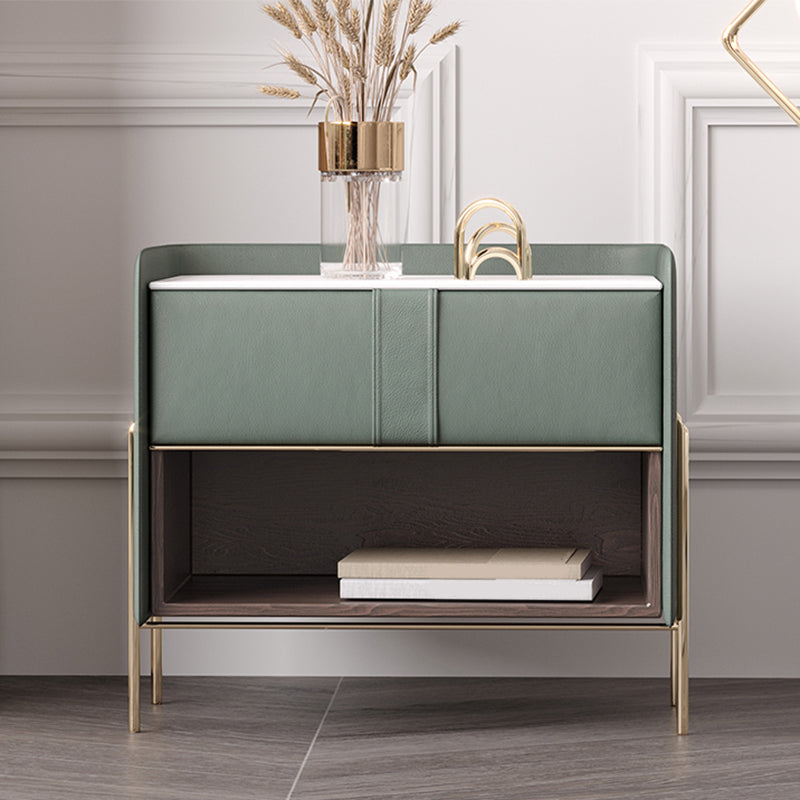 1-Drawer 1-Shelf Accent Table Nightstand 20.47" Tall Stone Nightstand