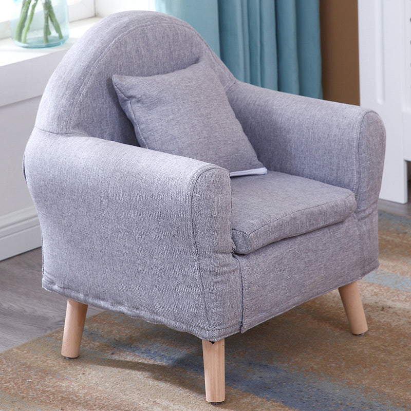 19.68"Wide Armchair Camel Back Cotton Blend Chair with Round Arms and Basic Four Legs