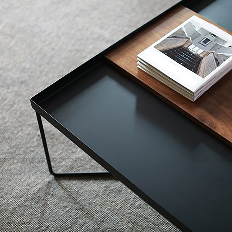 Modern Black Metal Cross Legs Coffee Table Rectangle/Square Table