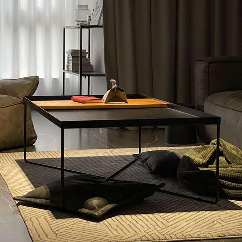 Modern Black Metal Cross Legs Coffee Table Rectangle/Square Table