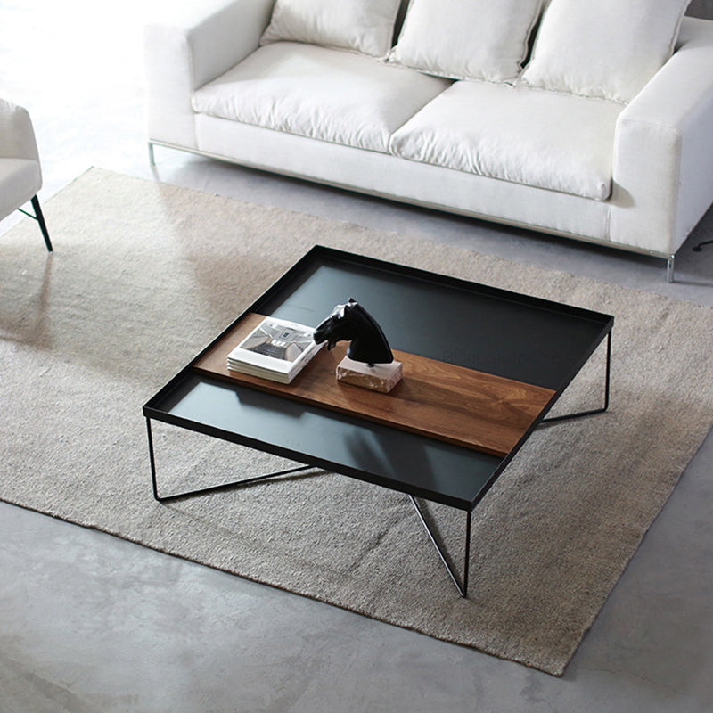 Modern Black Metal Cross Legs Coffee Table Rectangle/Square Table