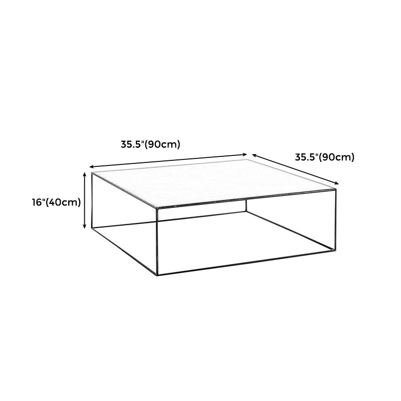 White/Black Metal Frame Coffee Table Modern Square Assembled Table