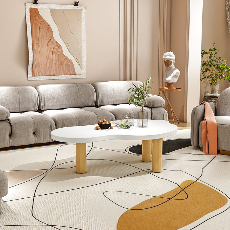 Modern Wood 3 Legs Cocktail Table Free Form Coffee Table - White