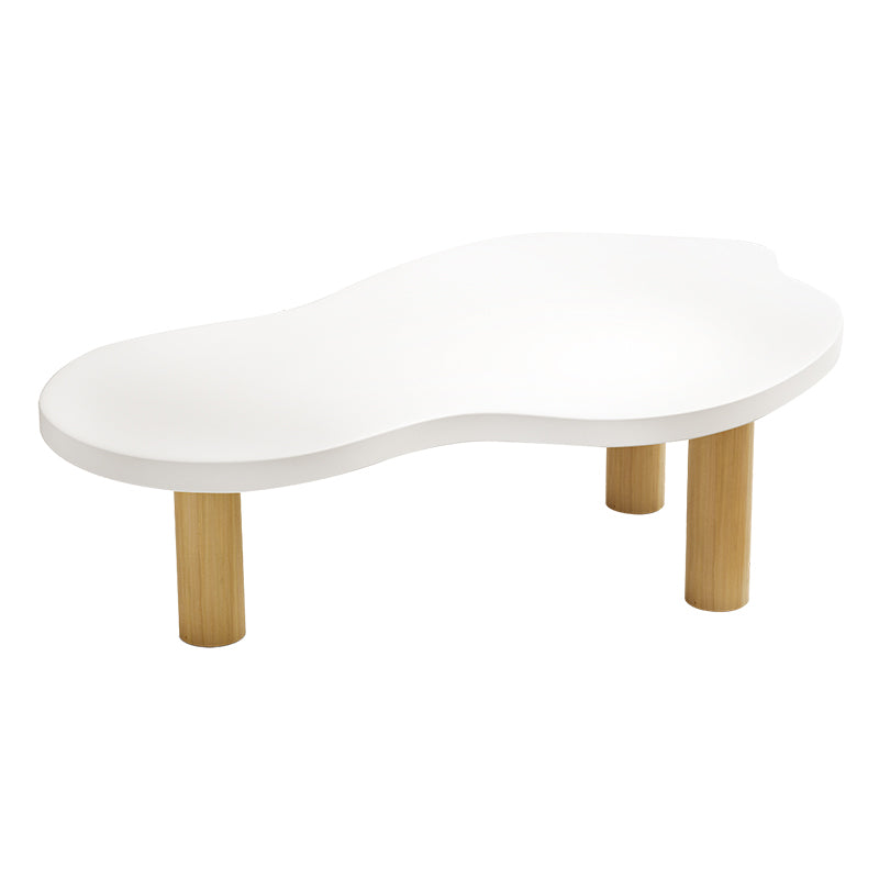 Modern Wood 3 Legs Cocktail Table Free Form Coffee Table - White