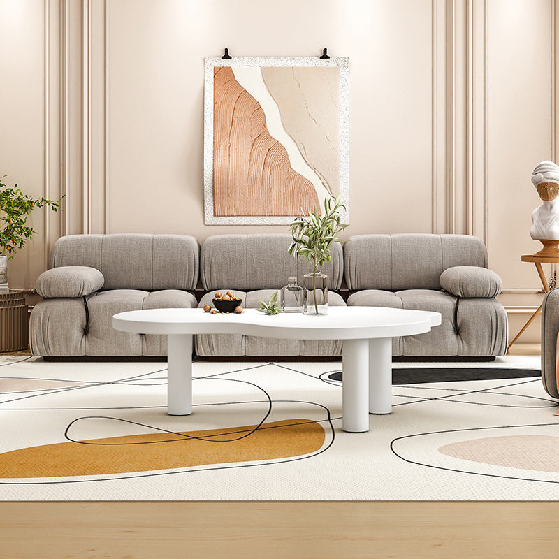 Modern Wood 3 Legs Cocktail Table Free Form Coffee Table - White