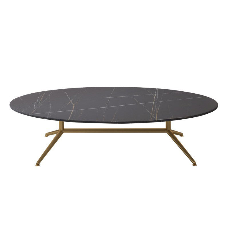 Black/White Slate Oval/Round Coffee Table Modern Trestle Coffee Table