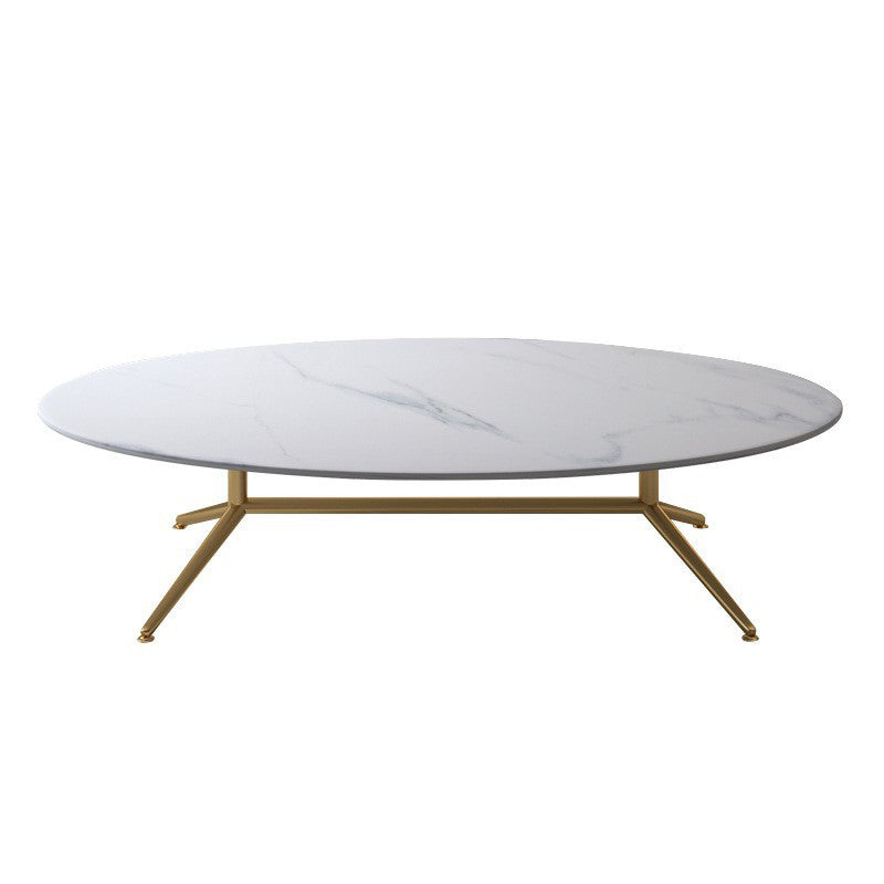 Black/White Slate Oval/Round Coffee Table Modern Trestle Coffee Table