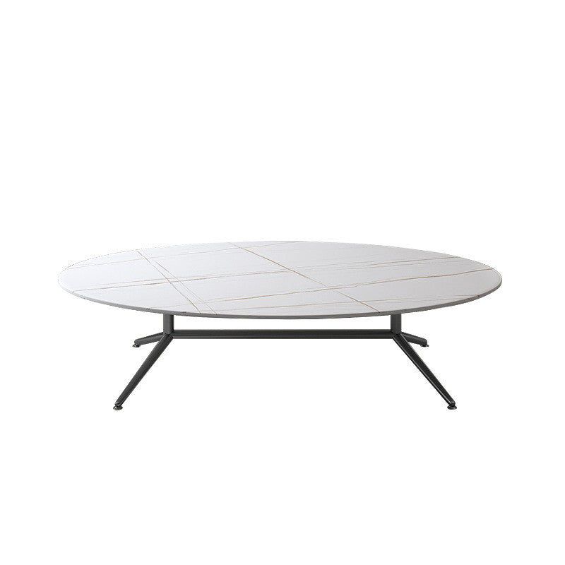 Black/White Slate Oval/Round Coffee Table Modern Trestle Coffee Table