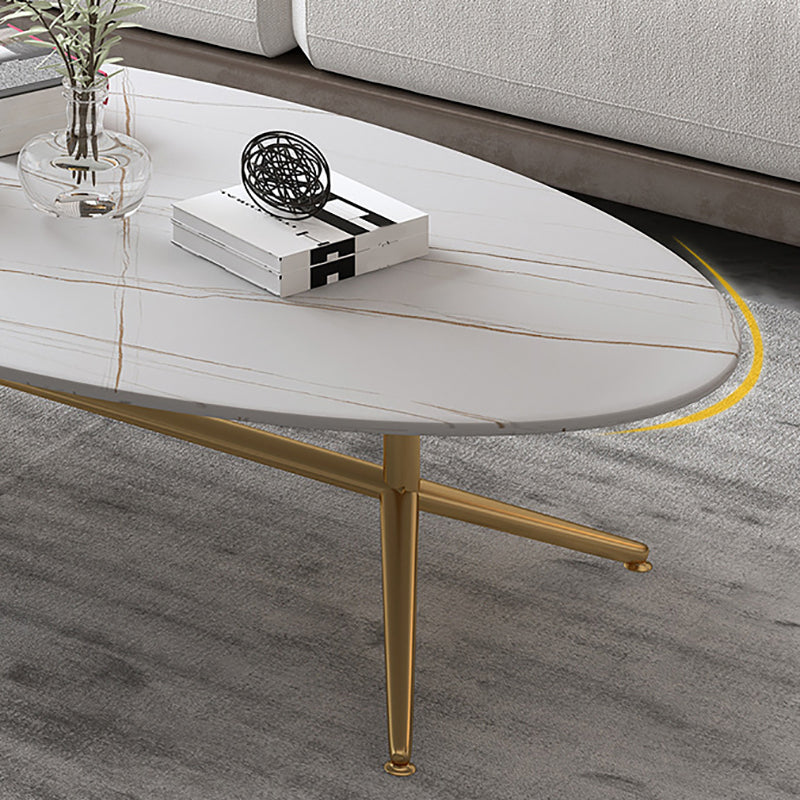 Black/White Slate Oval/Round Coffee Table Modern Trestle Coffee Table