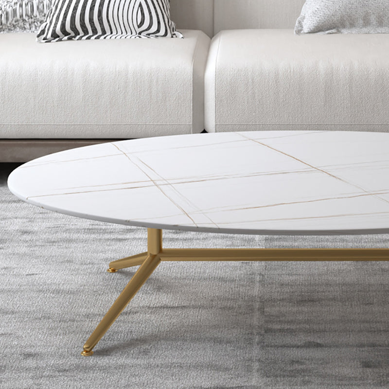 Black/White Slate Oval/Round Coffee Table Modern Trestle Coffee Table