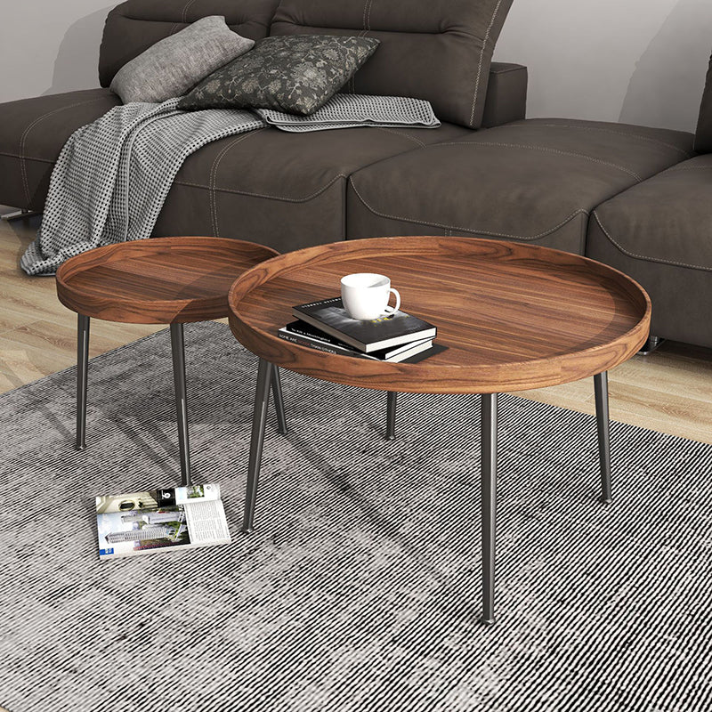 4 Legs Round Tray Top Coffee Table Contemporary Wood Coffee Table