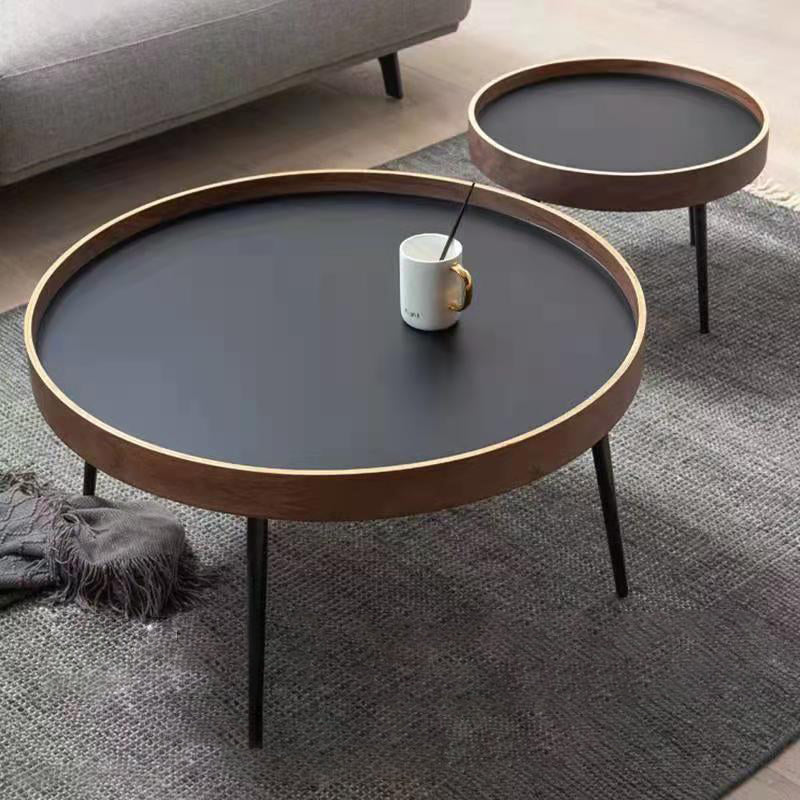 4 Legs Round Tray Top Coffee Table Contemporary Wood Coffee Table