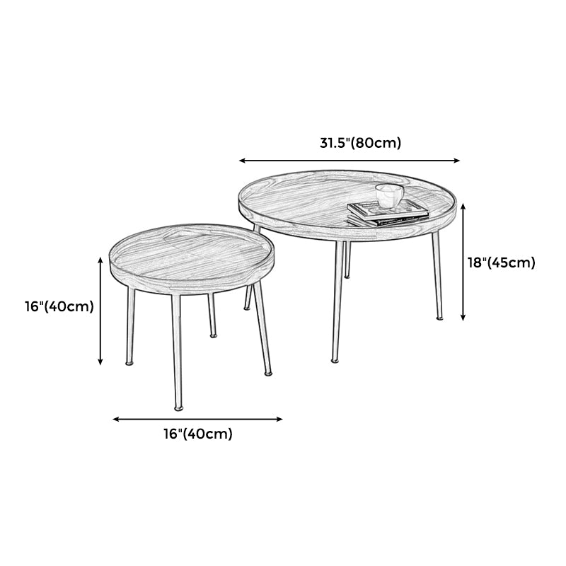 4 Legs Round Tray Top Coffee Table Contemporary Wood Coffee Table